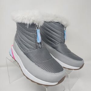 Spyder Winter Boots Aspen Womens 7.5 Glacier Grey Faux Fur Zipper Logo Shoes